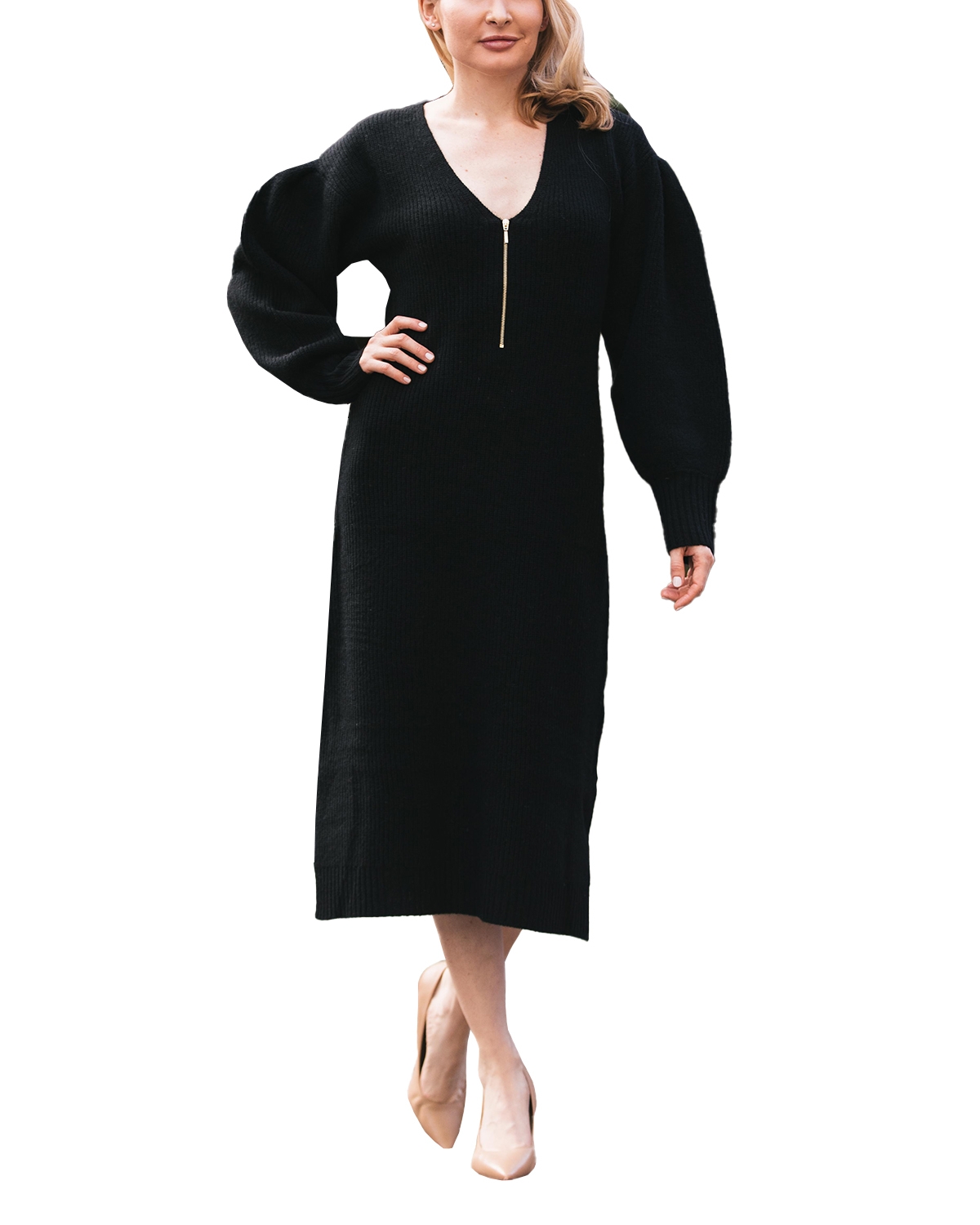 Maternity Wool Blend Eva Sweater Dress - Black
