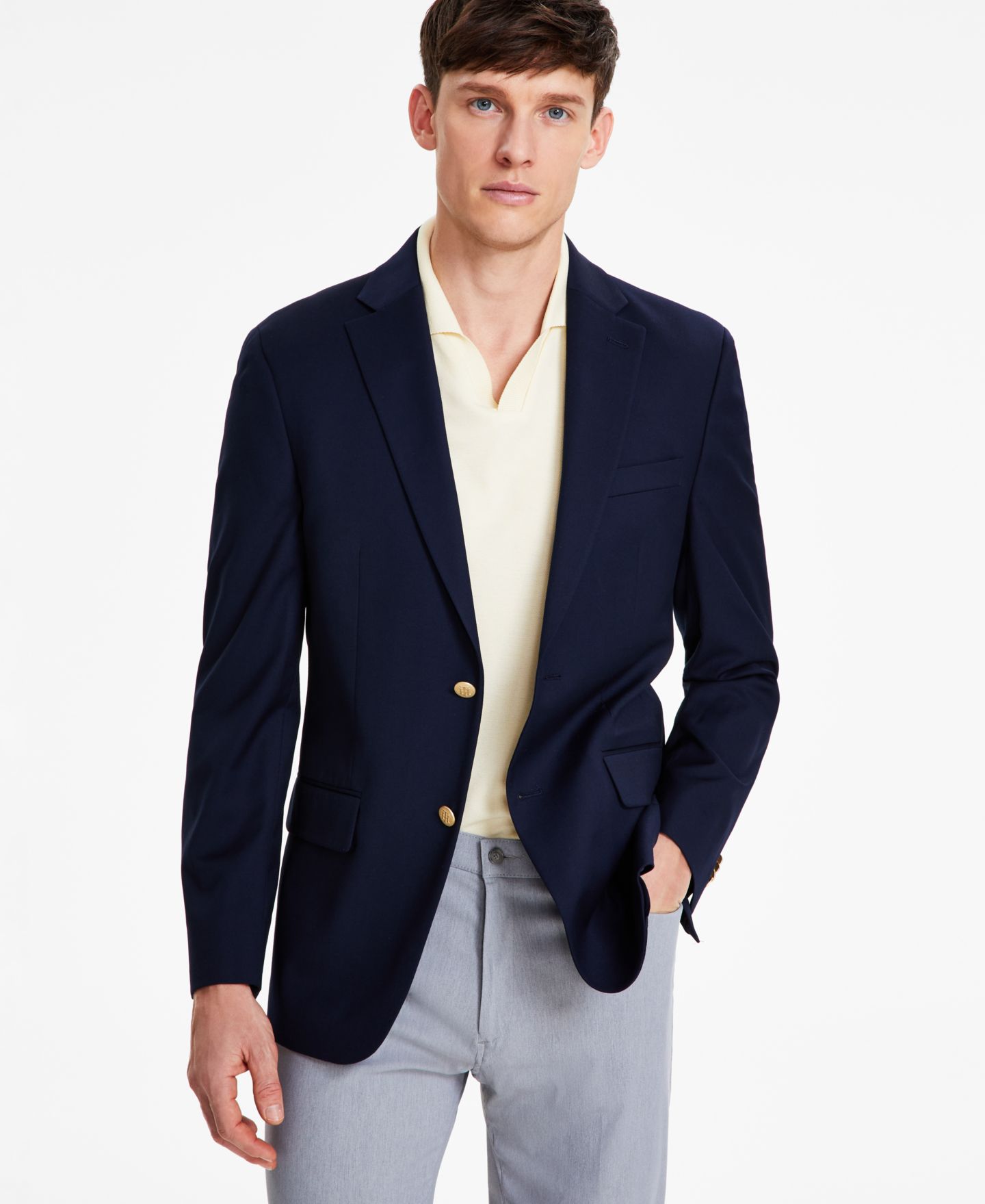 Мужской пиджак Tommy Hilfiger Modern-Fit Solid Navy Blazer, цвет: Тёмно-синий — фото 3