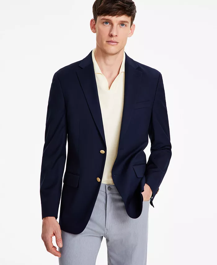 Men's Modern-Fit Solid Navy Blazer - thumbnail 3