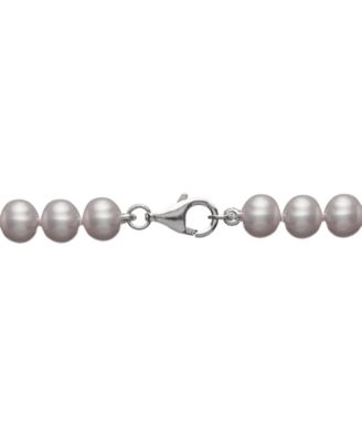 Cultured Freshwater Pearl Necklace (7-7 1/2mm) and Drop Earrings (7x9mm) Set in Sterling Silver