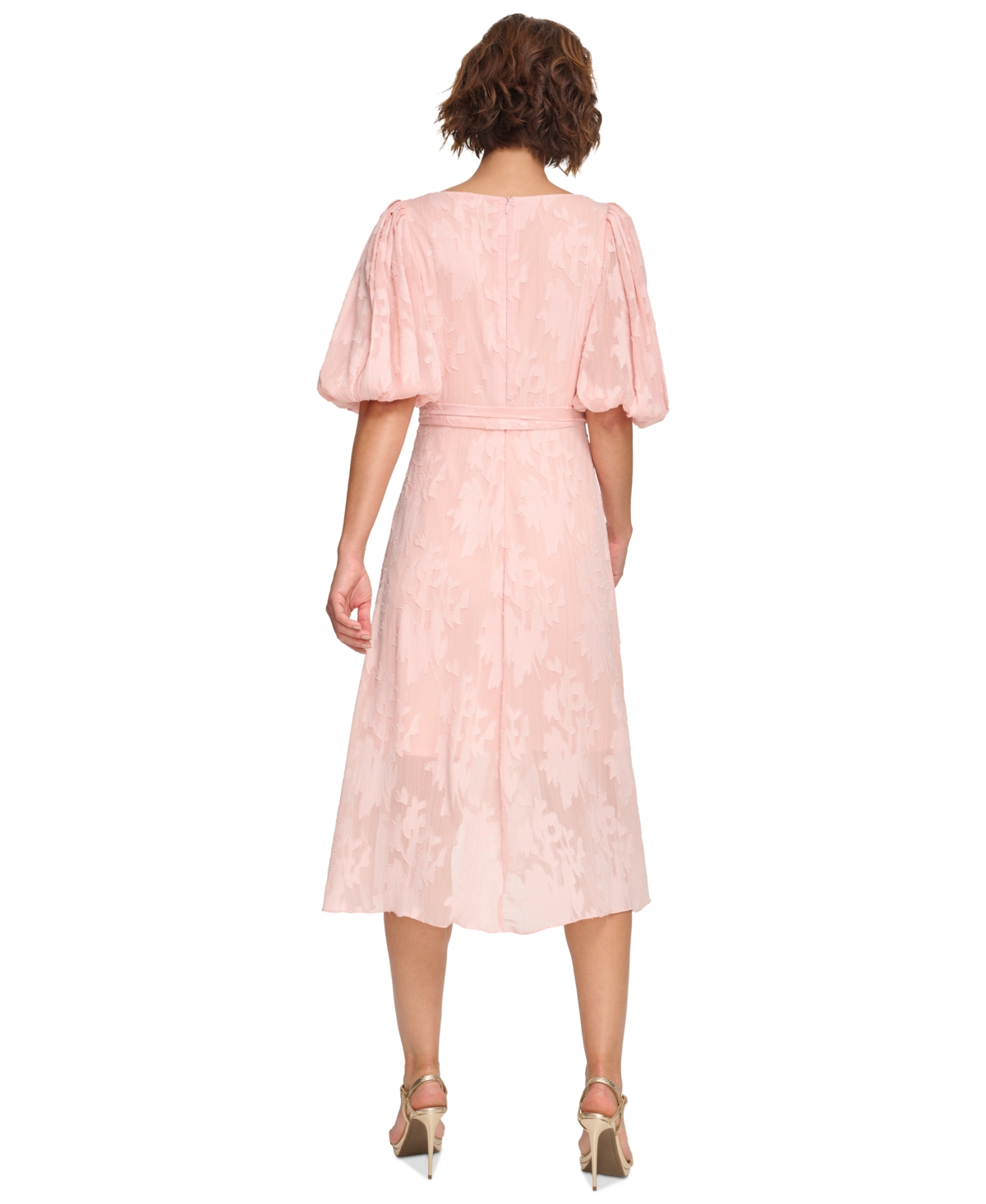 Shop Dkny Women's Floral-jacquard Faux-wrap Dress In Blush