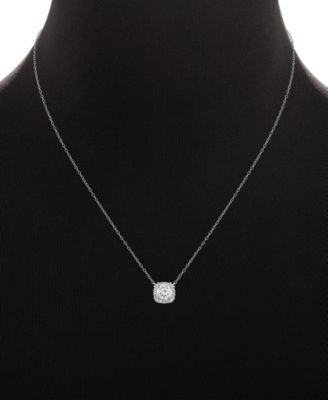 2-Pc. Set Cubic Zirconia Halo Pendant Necklace & Solitaire Stud Earrings in Sterling Silver, Created for Macy's