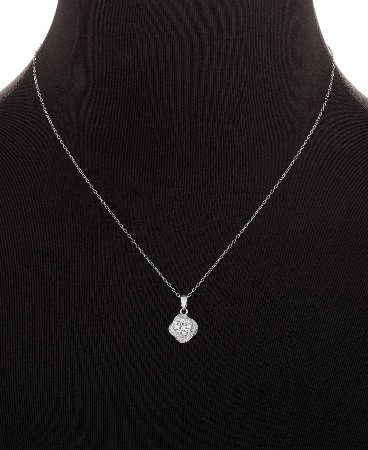 Giani Bernini 2-Pc. Set Cubic Zirconia Love Knot Pendant Necklace & Solitaire Stud Earrings  Created for Macy's - Sterling Silver