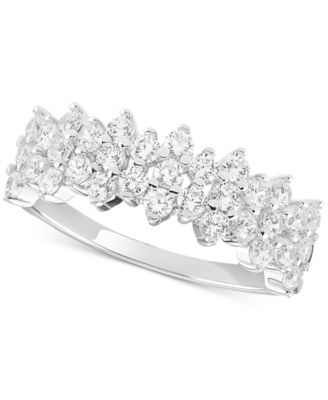 Cubic Zirconia Horizontal Cluster Ring in Sterling Silver, Created for Macy's