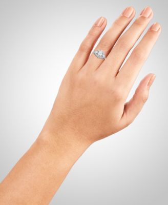 Cubic Zirconia Halo Cluster Ring in Sterling Silver, Created for Macy's