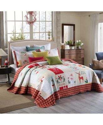3 Piece Christmas Quilt Bedspread Set B023 - Queen