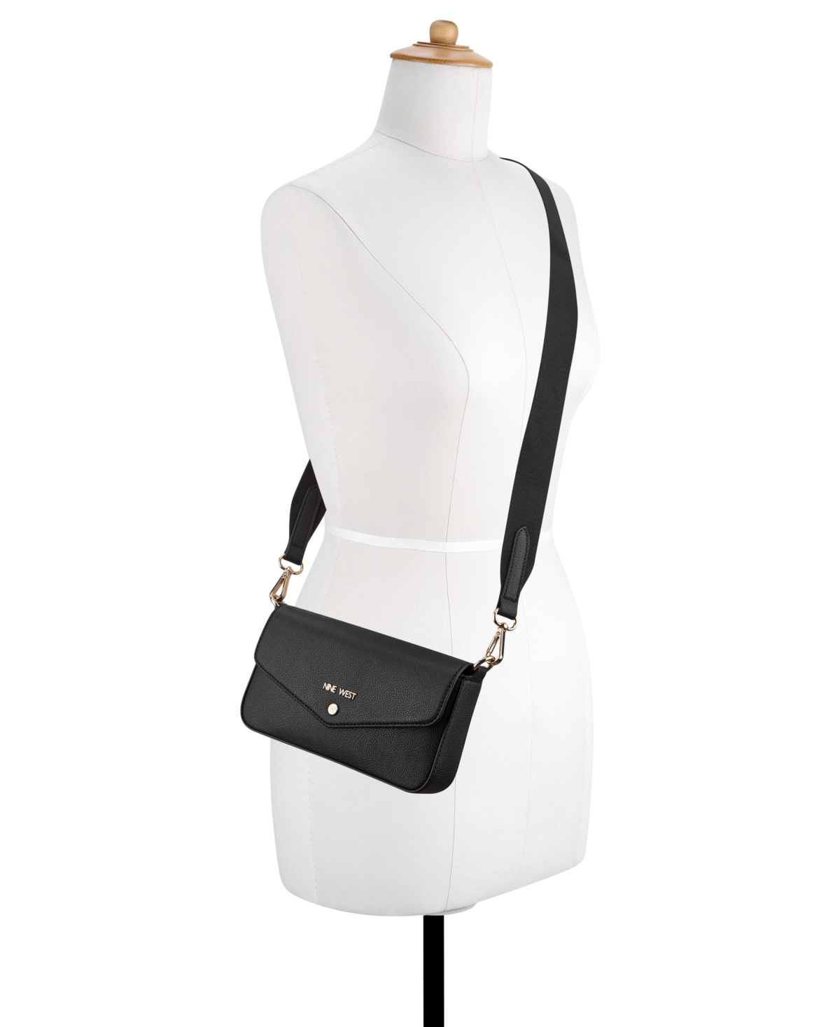 Nine West Peaches Crossbody Flap With Card Case In Black