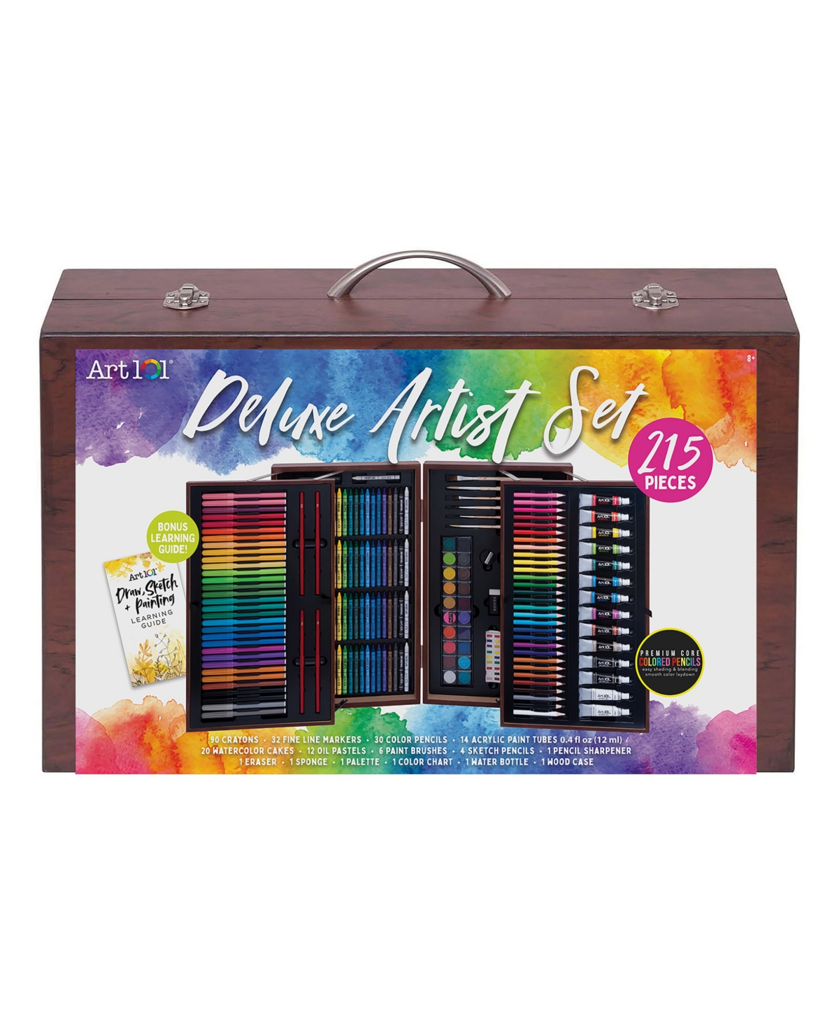 Art 101 Deluxe Artist Wood Set, 215 Pieces In Brown