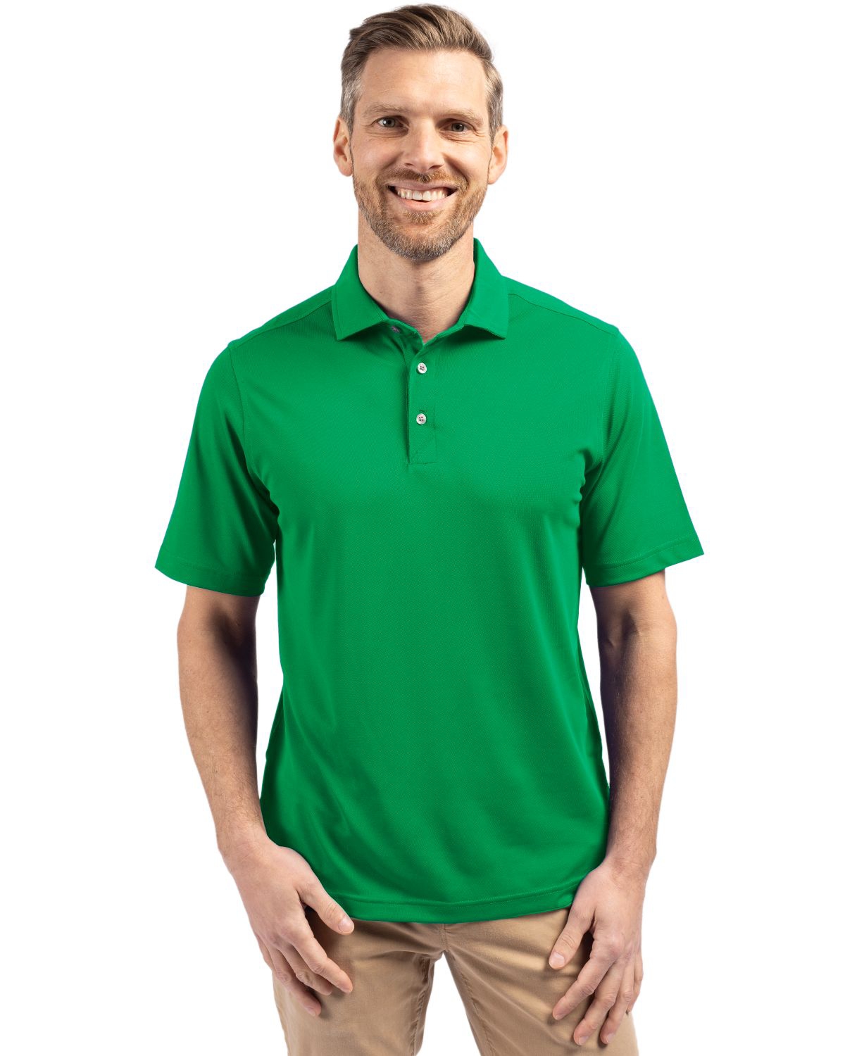 Men's Virtue Eco Pique Recycled Polo Shirt - Kelly green