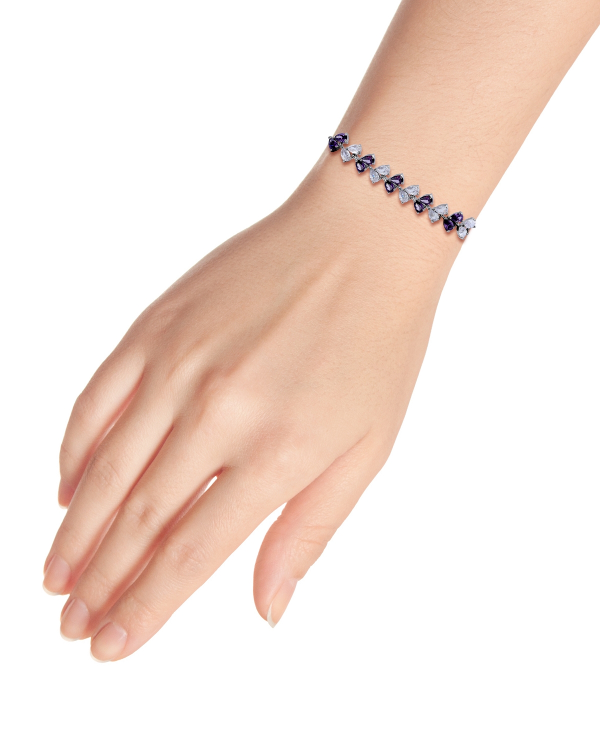 Shop Macy's Cubic Zirconia Purple Clear Alternate Link Bracelet