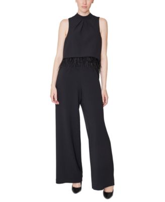 julia jordan - Women's Feather-Trim Jumpsuit