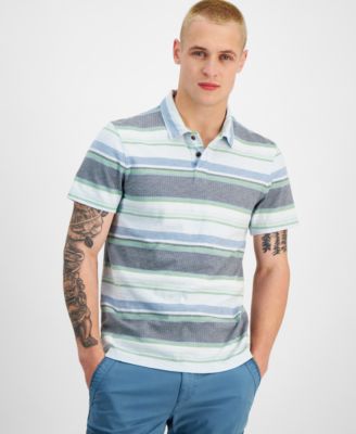 Sun + Stone - Men's Baja Striped Short Sleeve Polo Shirt