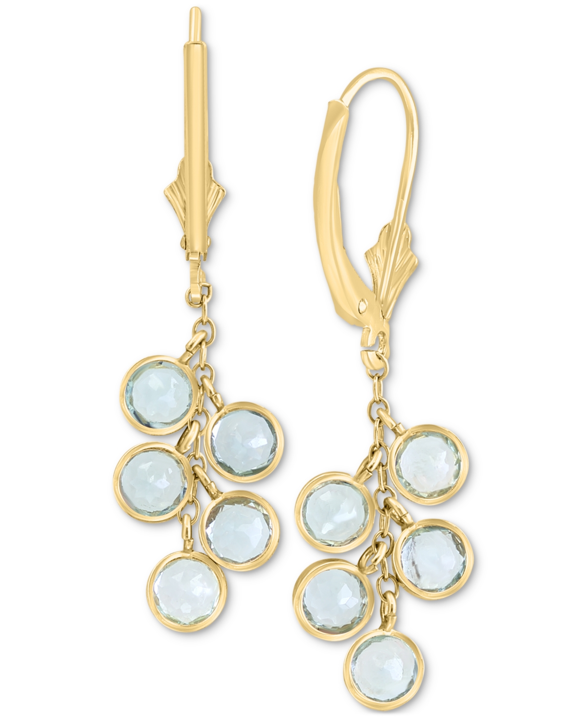 Effy Collection Effy Sky Blue Topaz Dangle Cluster Drop Earrings (3 Ct. T.w.) In 14k Gold