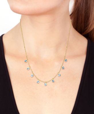 EFFY&reg; Sky Blue Topaz Dangle Collar Necklace (2-5/8 ct. t.w.) in 14k Gold, 16" + 2" extender