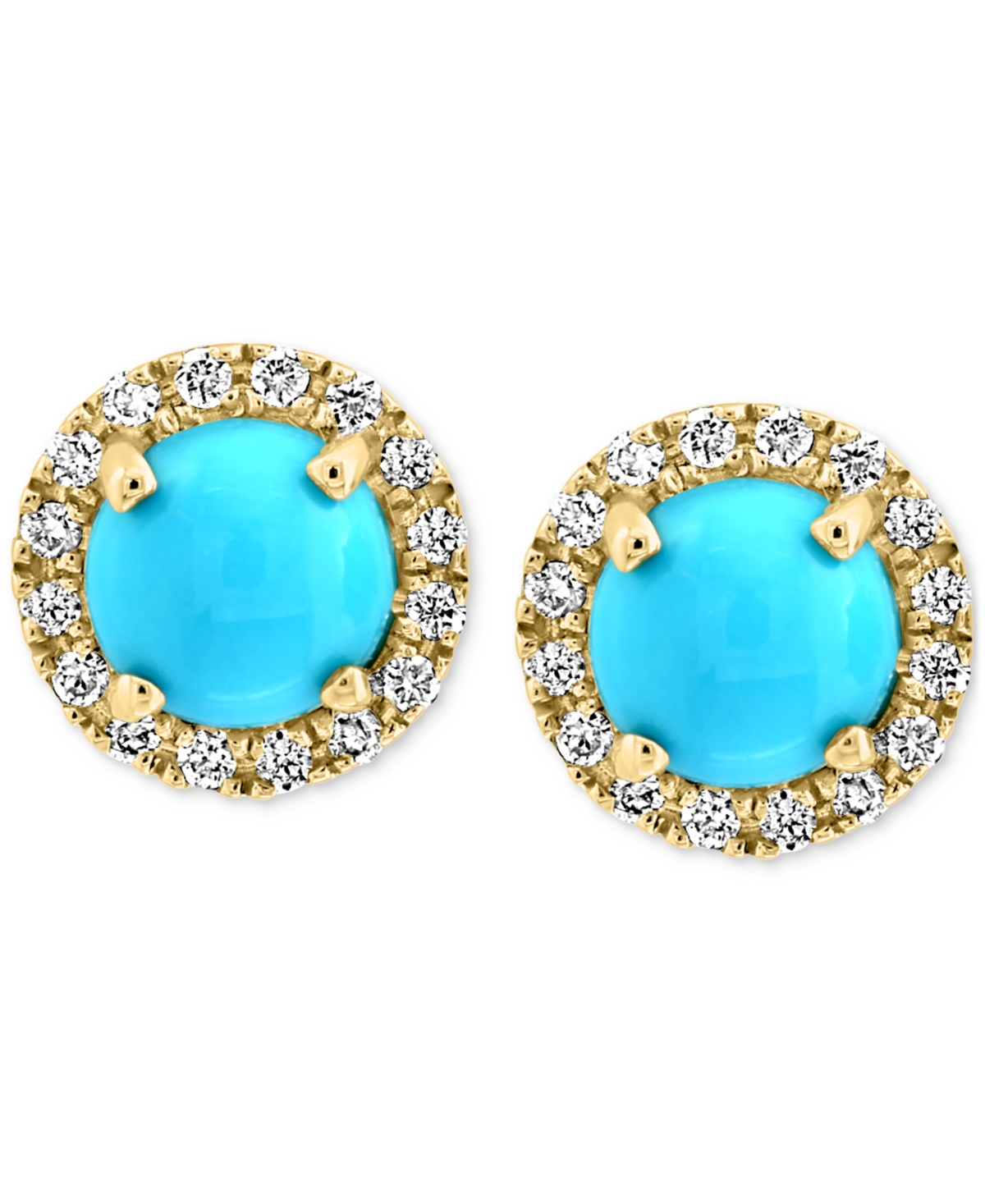 Effy Turquoise & Diamond (1/8 ct. t.w.) Halo Stud Earrings in 14k Gold - 14K Gold