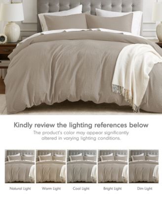 Mina Waffle Textured 3-Pc. Duvet Cover Set, Full/Queen