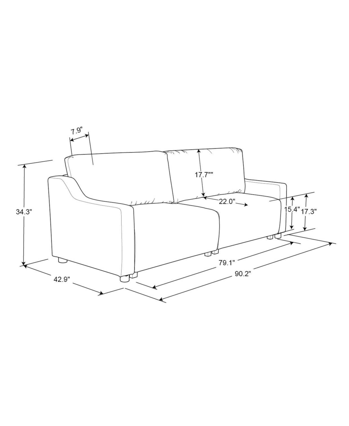 Serta Eilidh 90" Convertible Sofa In Gray