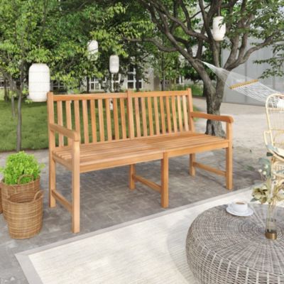 Garden Bench Teak Solid Teak Wood 59.1 in Sturdy Garden Bench
