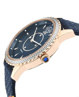 Women's Swiss Quartz Siena Blue Leather Watch 38mm