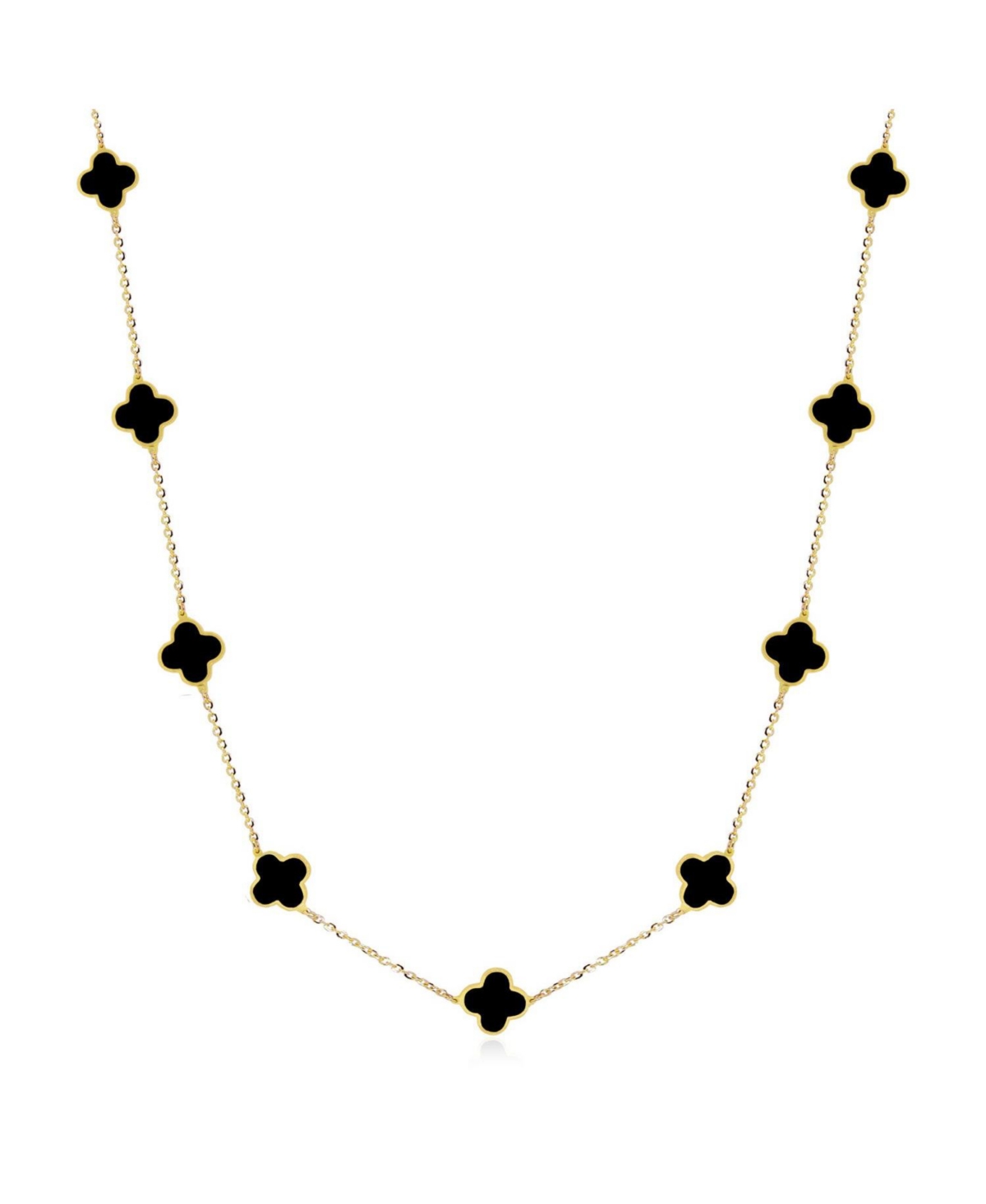 Mini Onyx Clover Necklace - Black