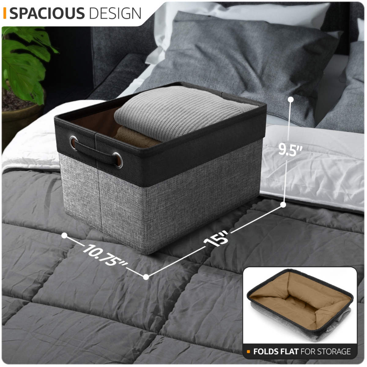 Sorbus 3 Pack Large Sturdy Foldable Fabric Storage Bins with Handles - Lightweight and durable