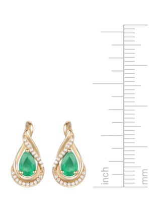 Sapphire (1-1/10 ct. t.w.) and Diamond (1/10 ct. t.w.) Stud Earrings in 14k Gold (Also Available in Emerald)