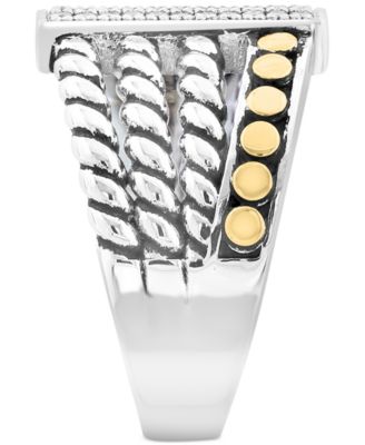 EFFY&reg; Diamond Rectangular Cluster Multirow Ring (1/8 ct. t.w.) in Sterling Silver & 18k Gold-Plate