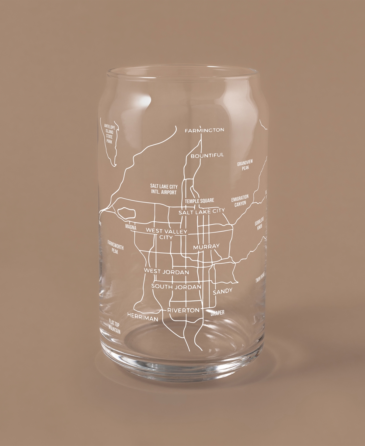 Shop Narbo The Can Salt Lake City Map 16 oz Everyday Glassware, Set Of 2 In White