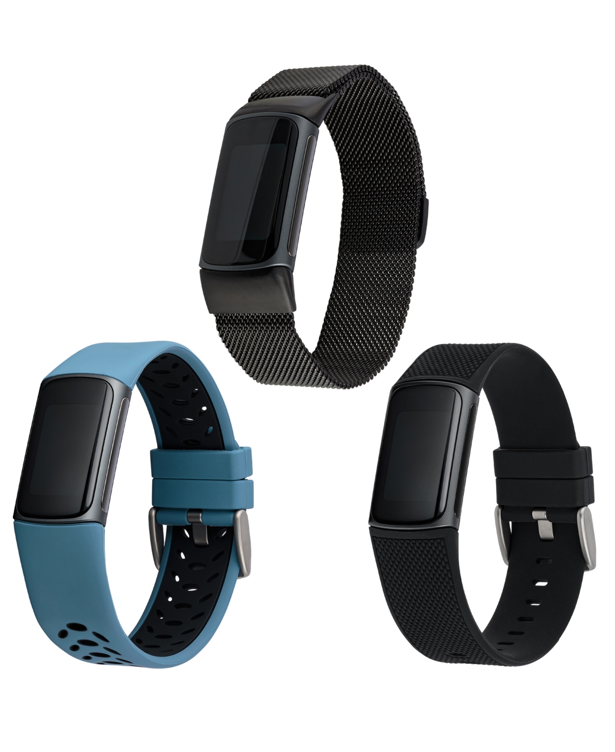 Unisex Multi Silicone and Stainless Steel Band Set Compatible with Fitbit Charge 5 and 6 - Multi