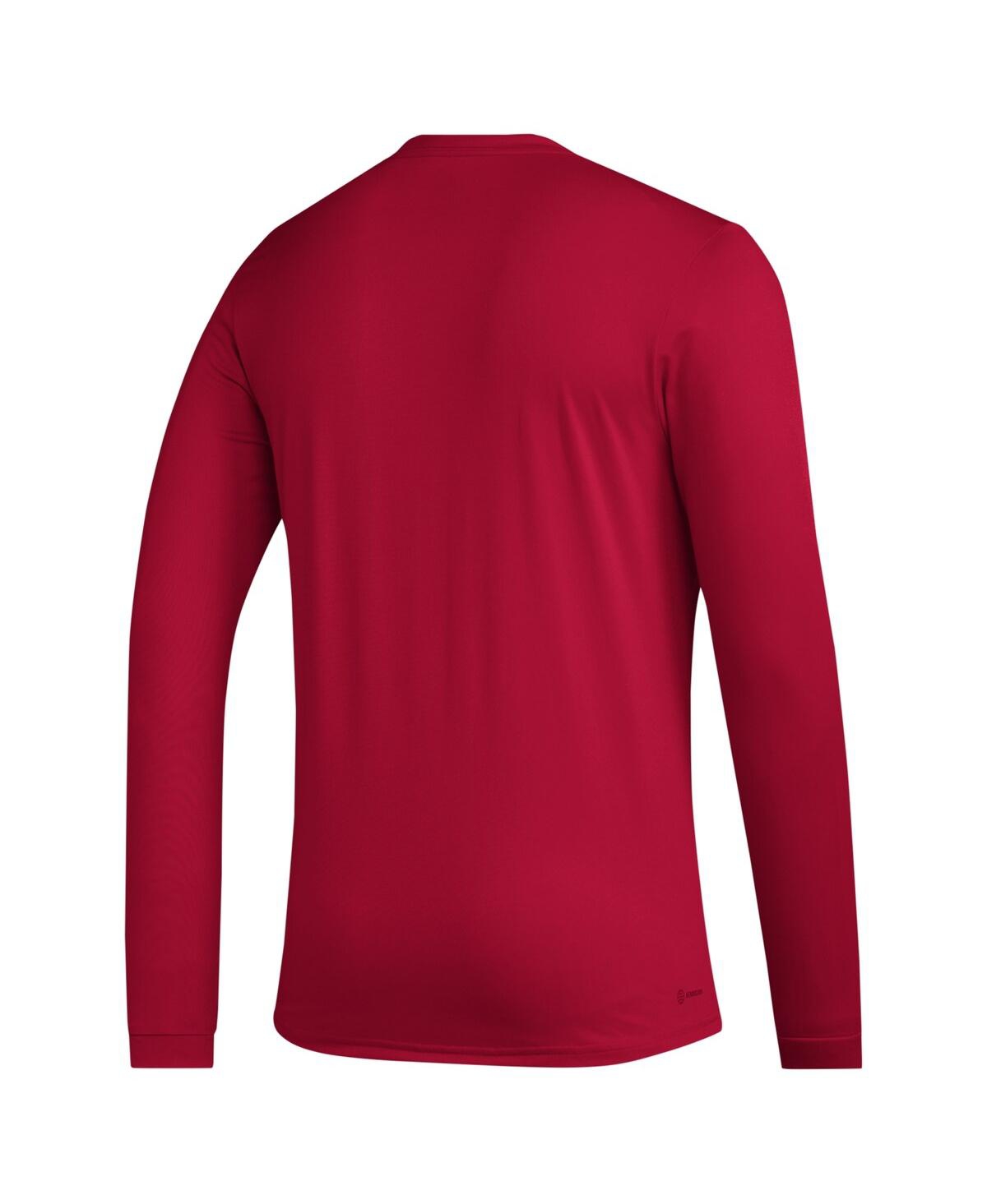 Men's adidasIndiana Hoosiers Practice Basketball Pregame Aeroready Long Sleeve T-shirt - Crimson