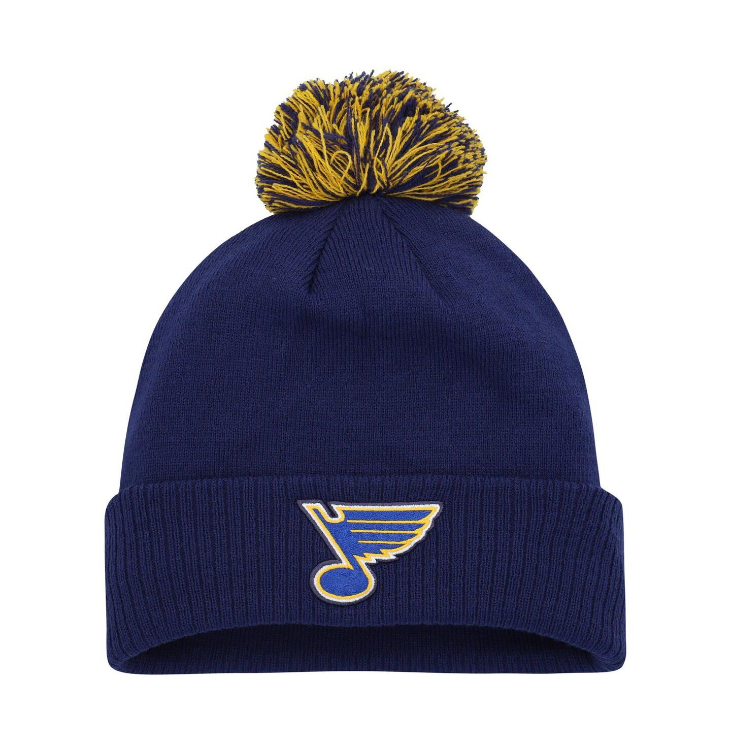 Мужская шапка adidas Blue St. Louis Blues COLD.RDY Cuffed Knit Hat with Pom — фото 1