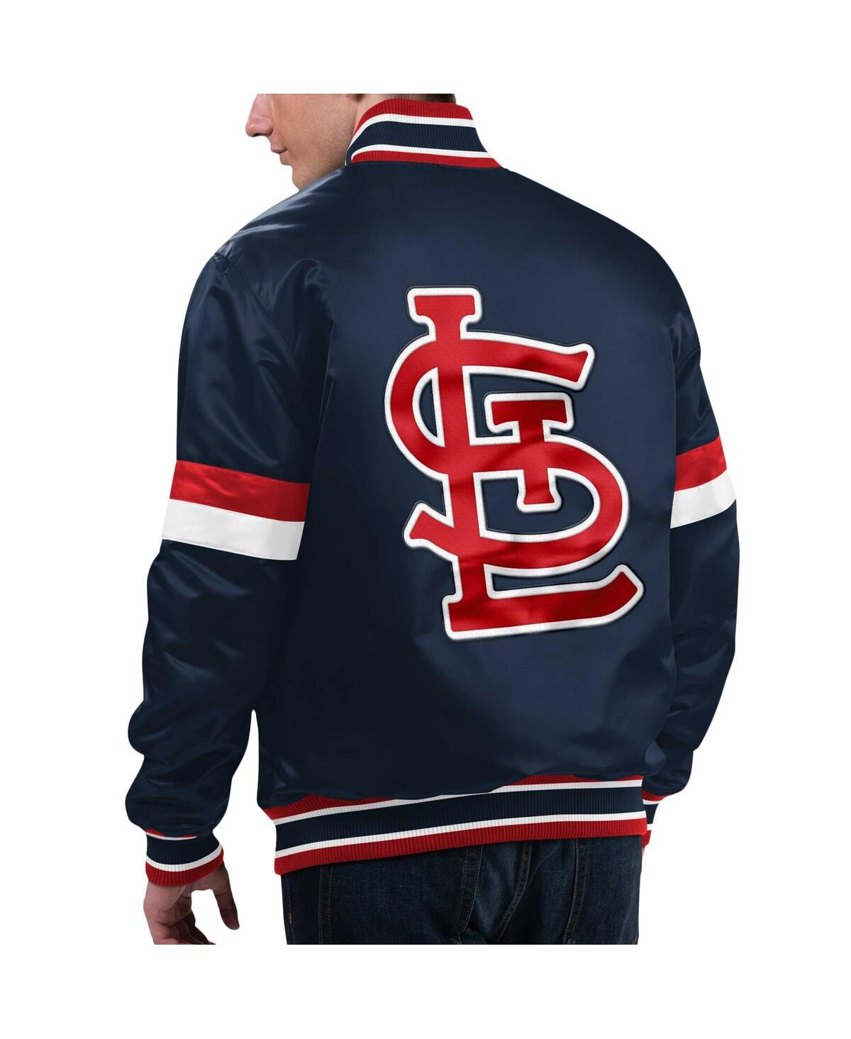 Shop Starter Men's  Navy Distressed St. Louis Cardinals Home Game Satin Full-snap Varsity Jacket