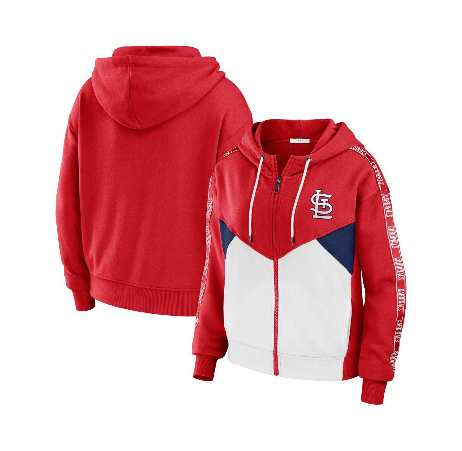 Women's Red, White St. Louis Cardinals Color Block Full-Zip Hoodie