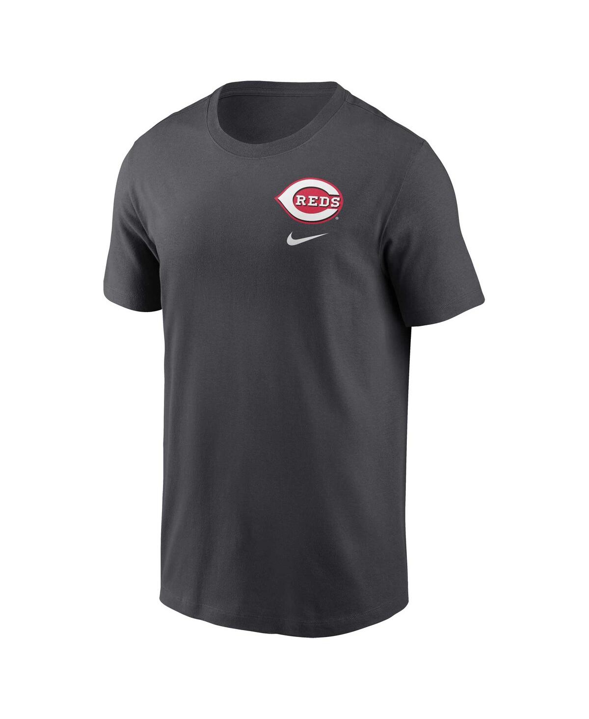 Men's NikeCincinnati Reds Logo Sketch Bar T-shirt - Charcoal