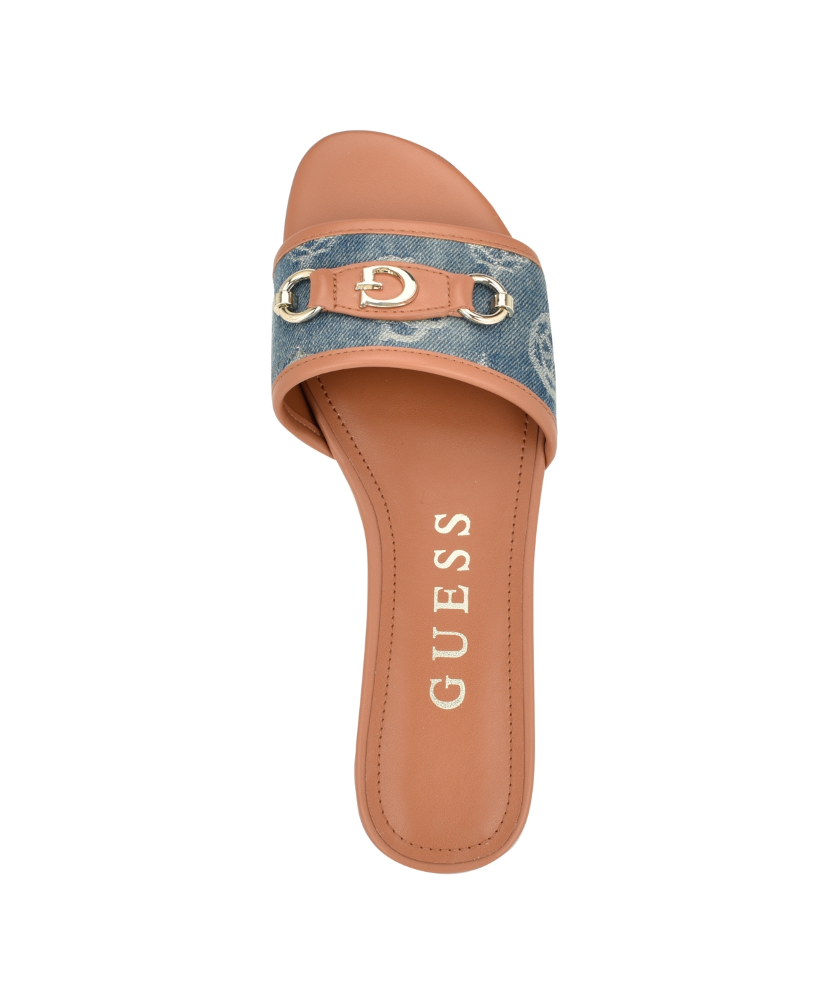 Guess Women's Hammi One Band With Logo And Hardware Flat Sandals In Black Logo