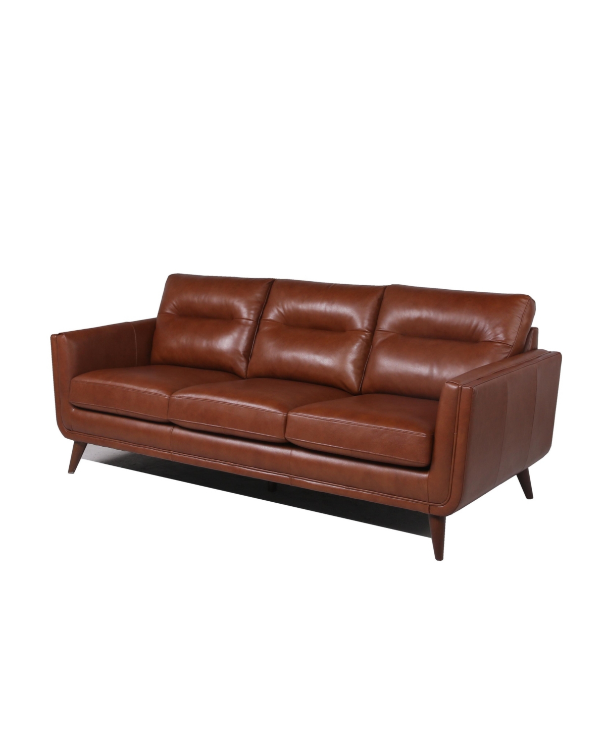 Nice Link Ava 84" Mid-century Modern Leather Sofa In Camel Brown