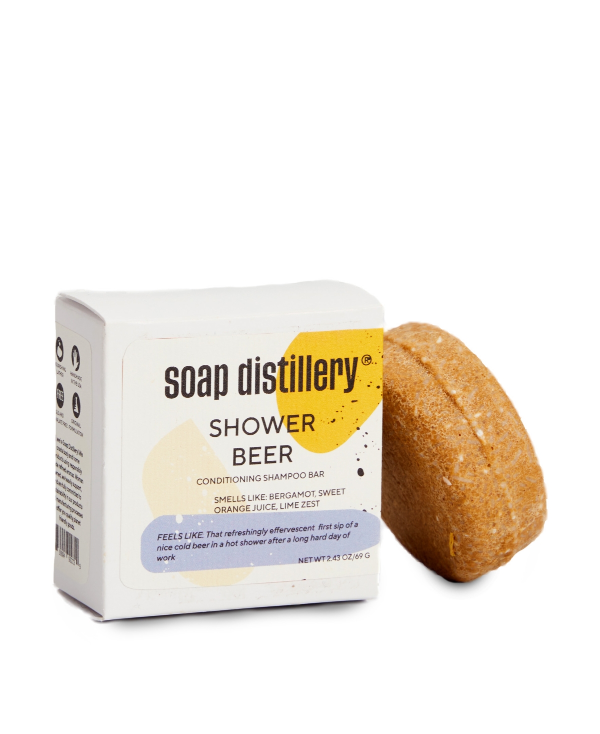 Soap Distillery Shower Beer Shampoo Bar In Yellow