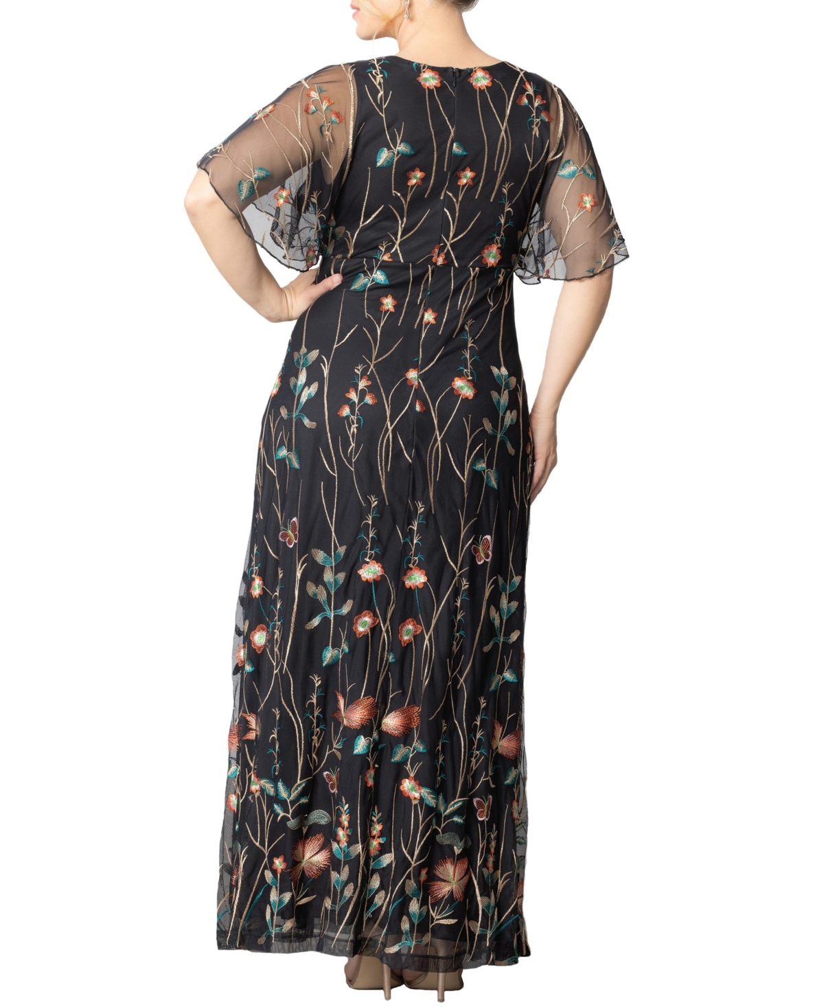 Kiyonna Plus Size Embroidered Elegance Evening Gown