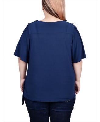 Plus Size Short Sleeve Wrap Top