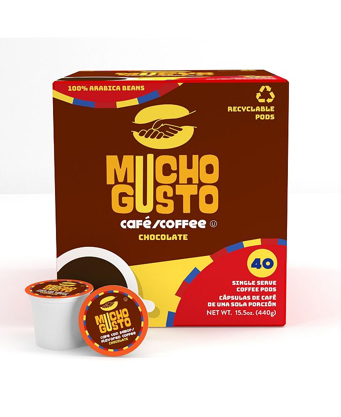 Mucho Gusto Chocolate Flavored Coffee Pods,Compatible Keurig 2.0 Brewers,40  Ct - Assorted Pre