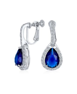 7CT Halo Statement Teardrop CZ Cubic Zirconia Adjustable Screw Clip On Drop Earrings