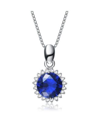 Sterling Silver in White Gold Plated Clear Cubic Zirconia Stud Necklace