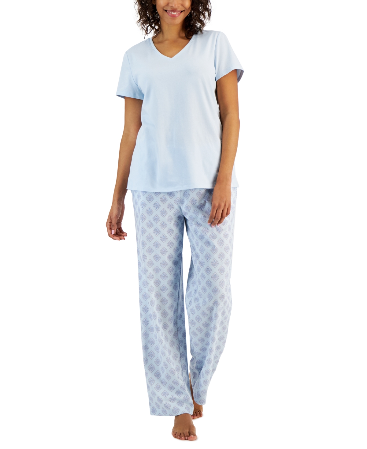 Charter Club Women's Printed Drawstring Pajama Pants, Created For Macy's In Medallion Geo