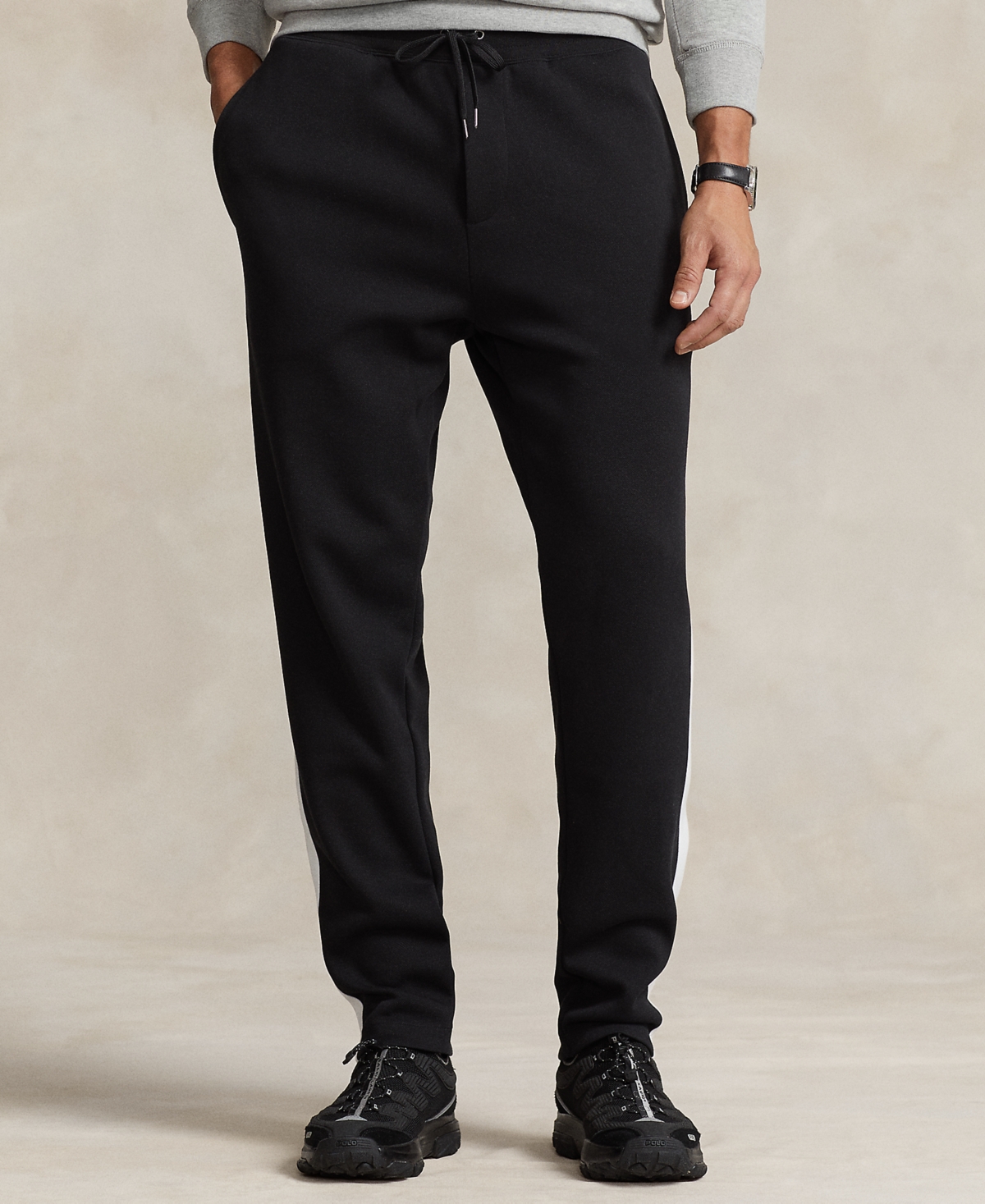 Men's Big & Tall Double-Knit Jogger Pants - Polo Black Multi