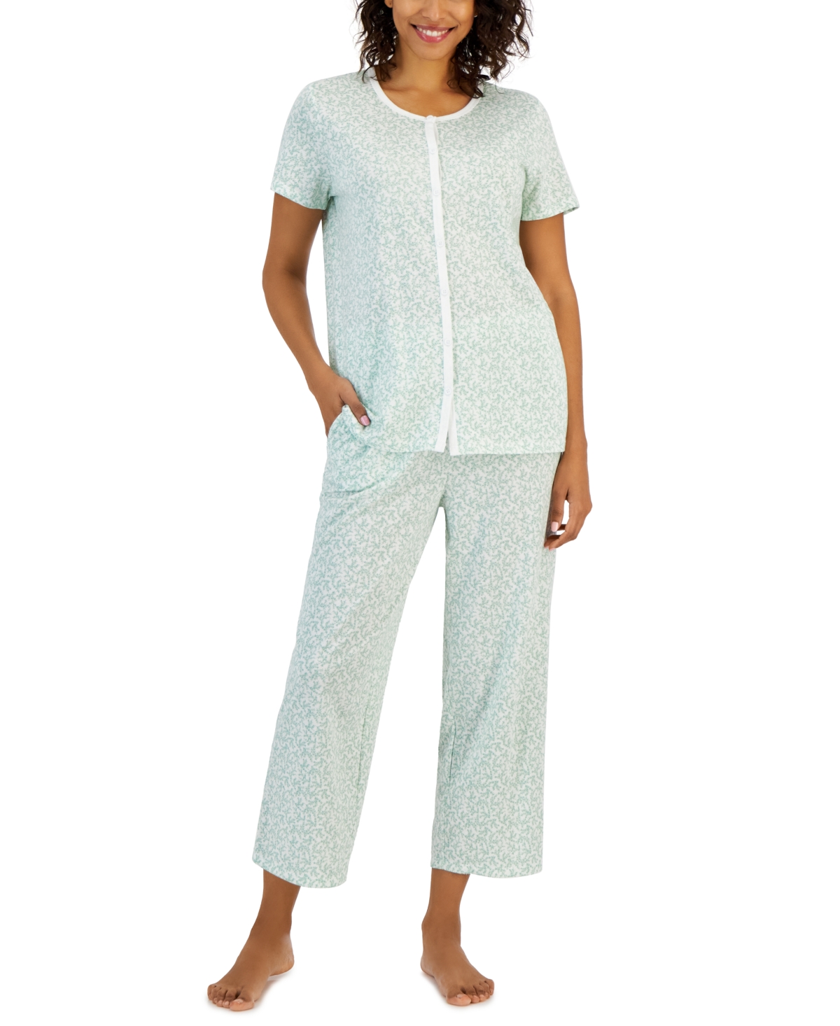 Charter Club Printed Knit Cotton Cropped Pajama Pants, Created for Macy's -  Macy's