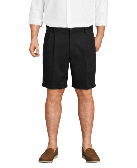 Мужские шорты Lands' End No Iron 9" Comfort Waist Pleated Front Chino Short, цвет: Чёрный
