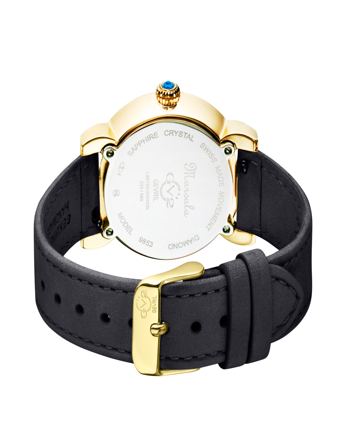 GV2 by Gevril Women's Marsala Tortoise Black Leather Watch 36mm