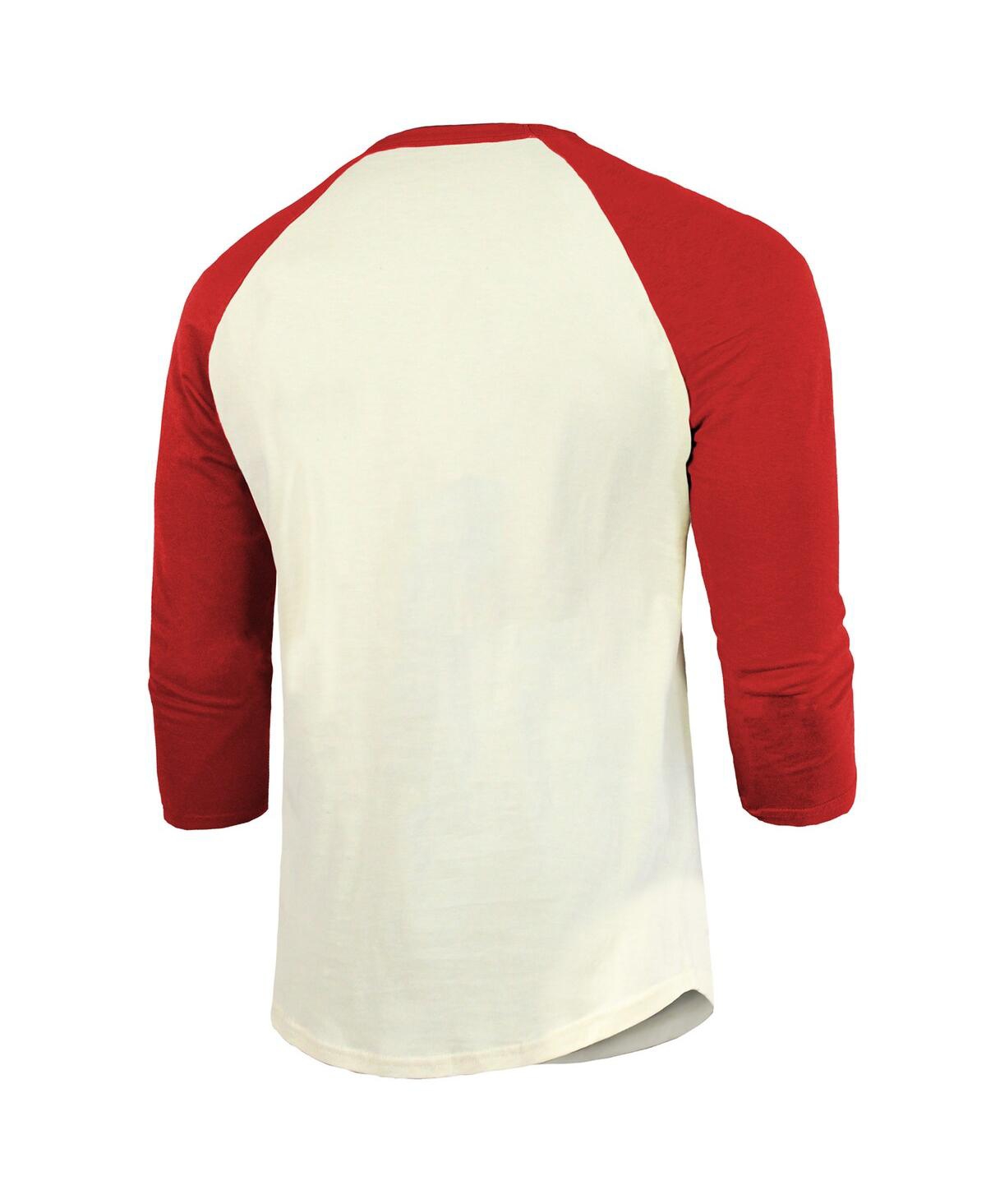 Majestic Men's  Threads Cream, Red Distressed Texas Rangers 2023 World Series Champions Raglan 3/4-sl In Cream,red