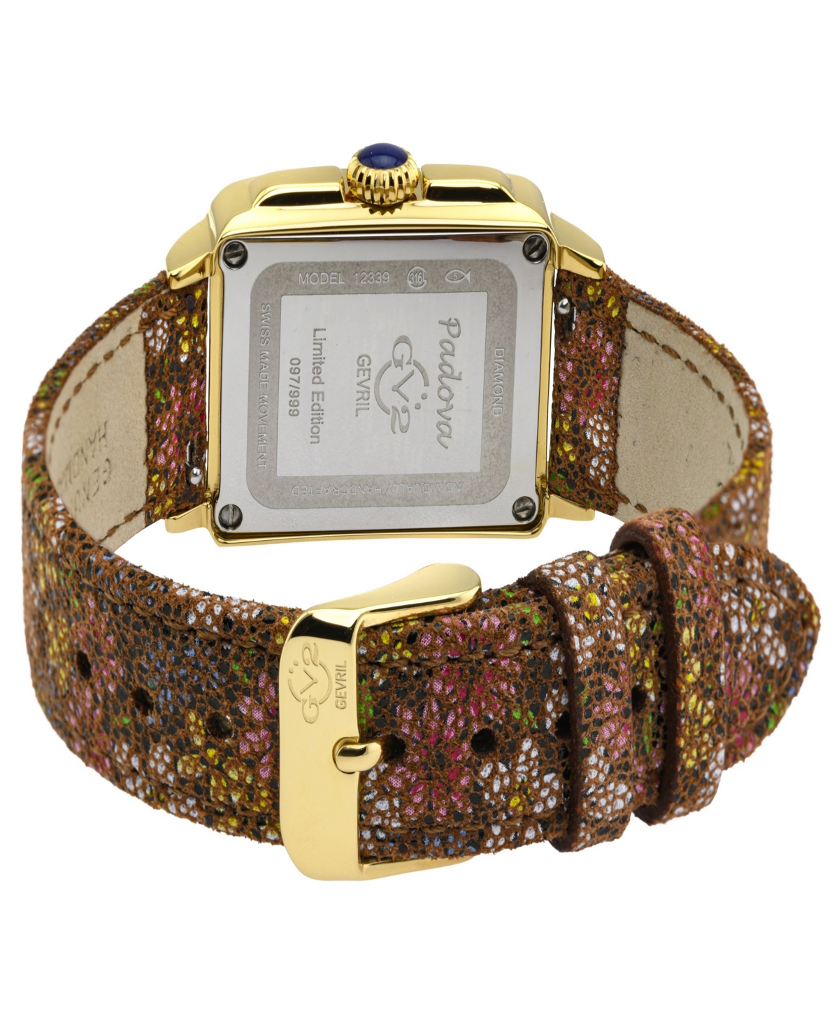 Shop Gv2 By Gevril Women's Padova Gemstone Floral Women's Brown Leather Watch 30mm