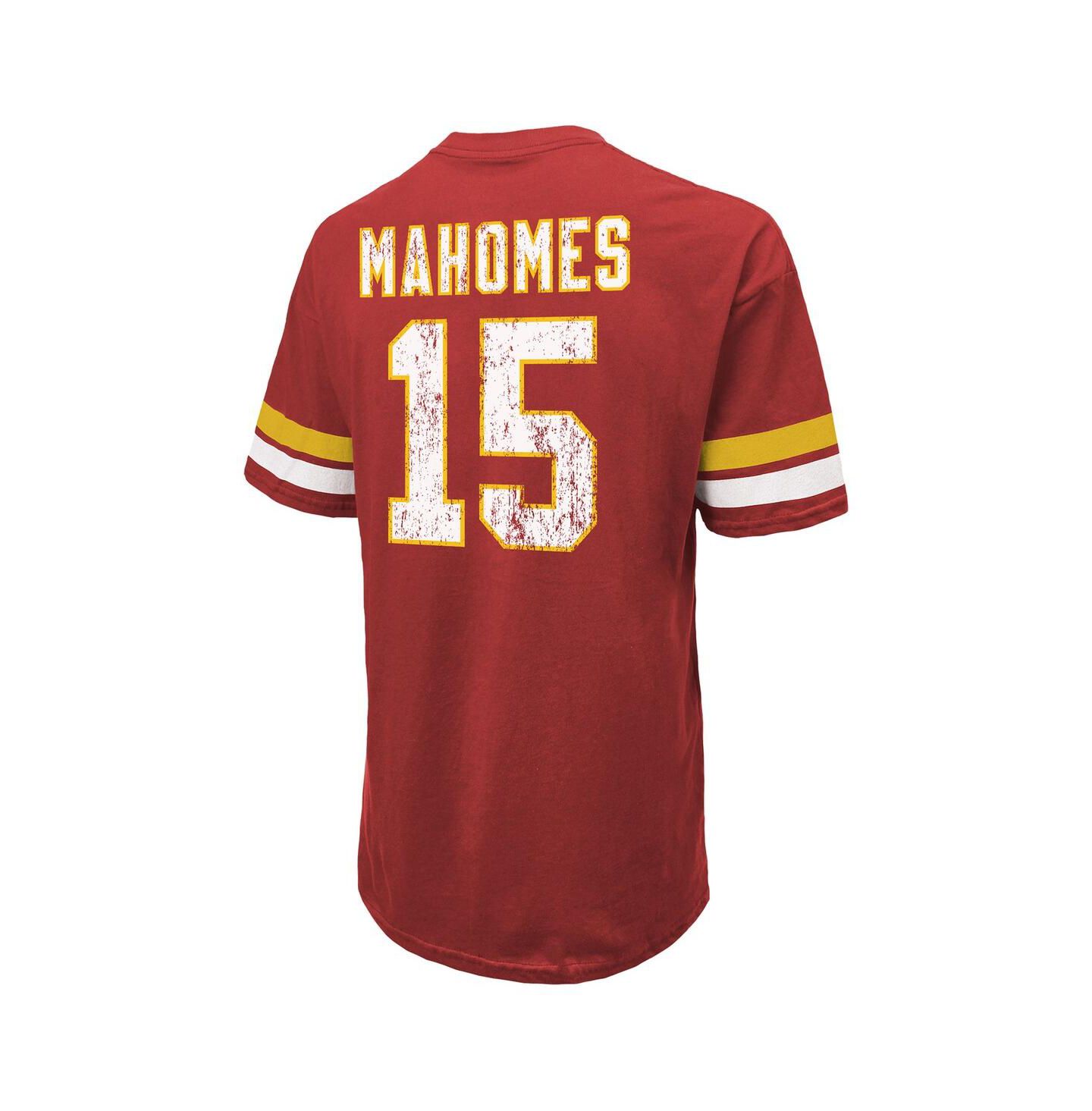 Мужская футболка Majestic Threads Patrick Mahomes Red Distressed Kansas City Chiefs Name and Number Oversize Fit — фото 2